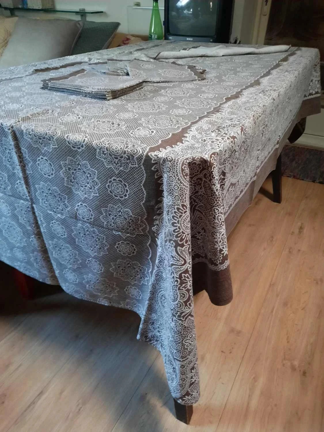 🥀Nappe vintage nueva de algodón y sus 12 servilletas. – photo 2